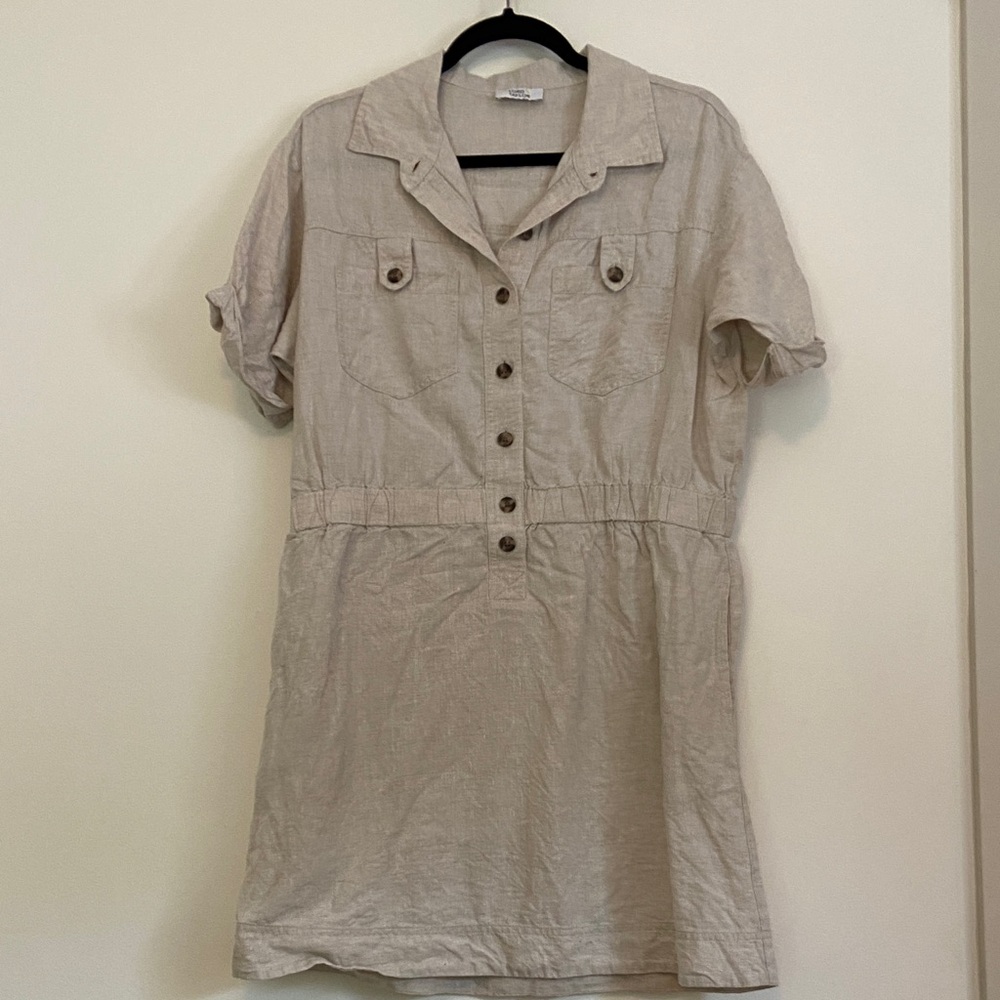 Lord & Taylor || Oatmeal Linen Shirt Dress